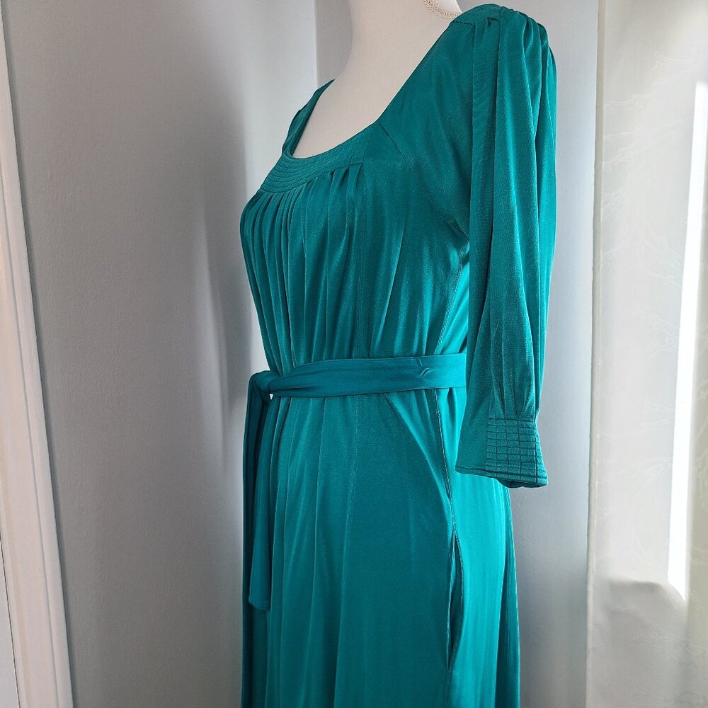 Catherine Malandrino Silk Teal Dress with Belt Tie